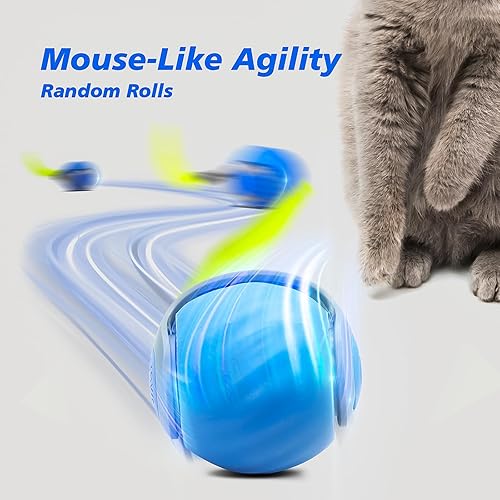 Miniatura 2 de Juguete interactivo para gatos de interior, pelota rápida con cola, bolas de gato móviles automáticas para gatos adultos aburridos de interior,