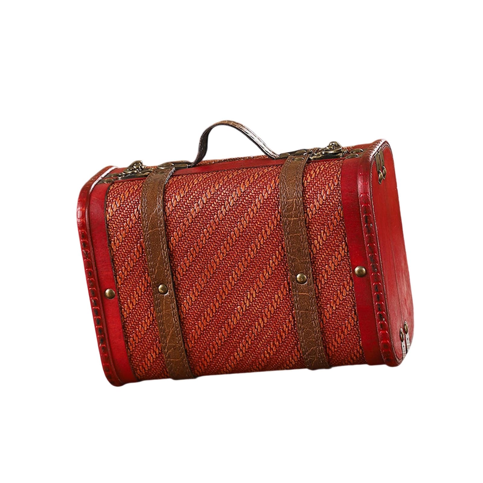 Hsioluted Antique European Styles Handheld Storage Box Sturdy Travel Leather Case Portable for Clothing and Books Organization Travel Storage Box