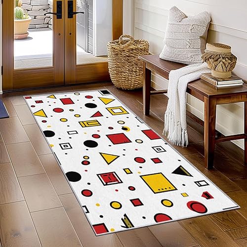 Miniatura 10 de Memphis Style Runner Rug 4x12 - Hallway Runner Rug 80s 90s Retro Geometric Pattern, Non Slip, Washable, Memphis Style Home Decor Carpet for Kitchen,
