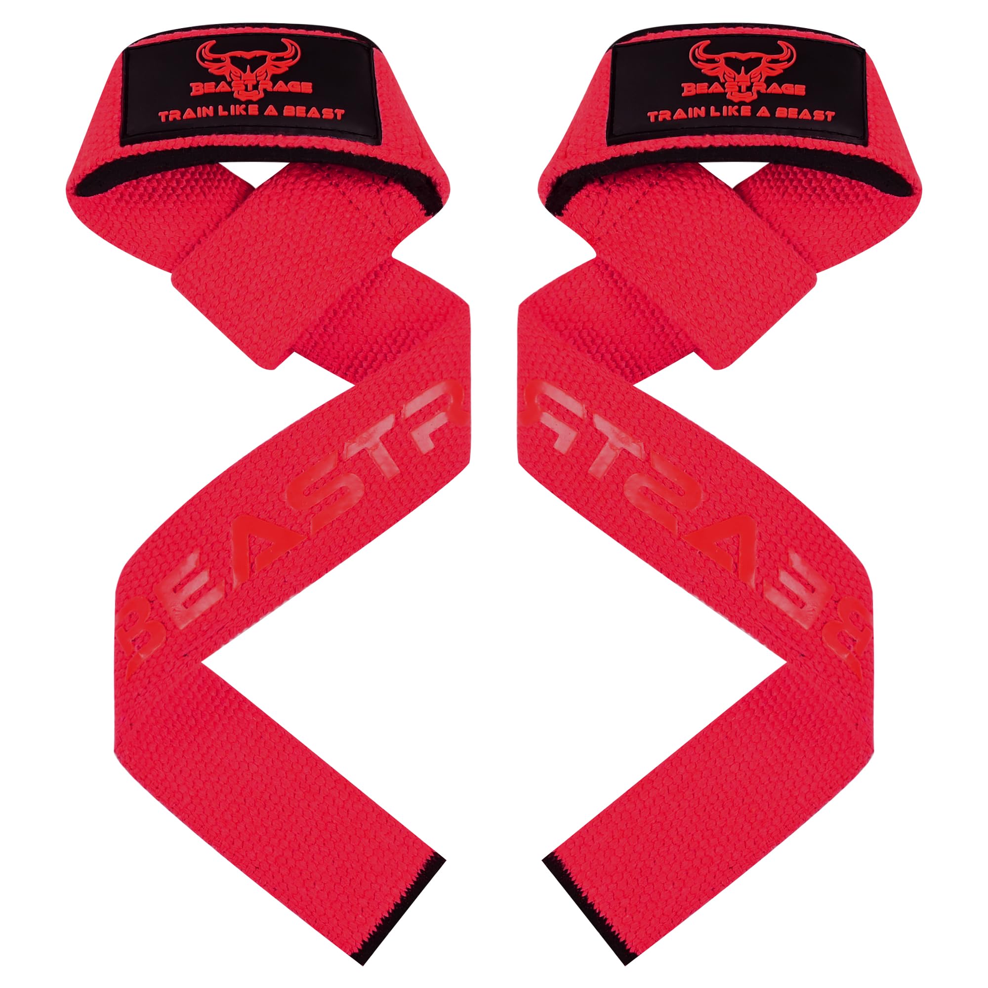 BEAST RAGE Weight Lifting Straps for Men Women Muscle Building Performance Fitness Training Gym Straps for Powerlifting, Bodybuilding, Gym Exercise (Red) โ image 1