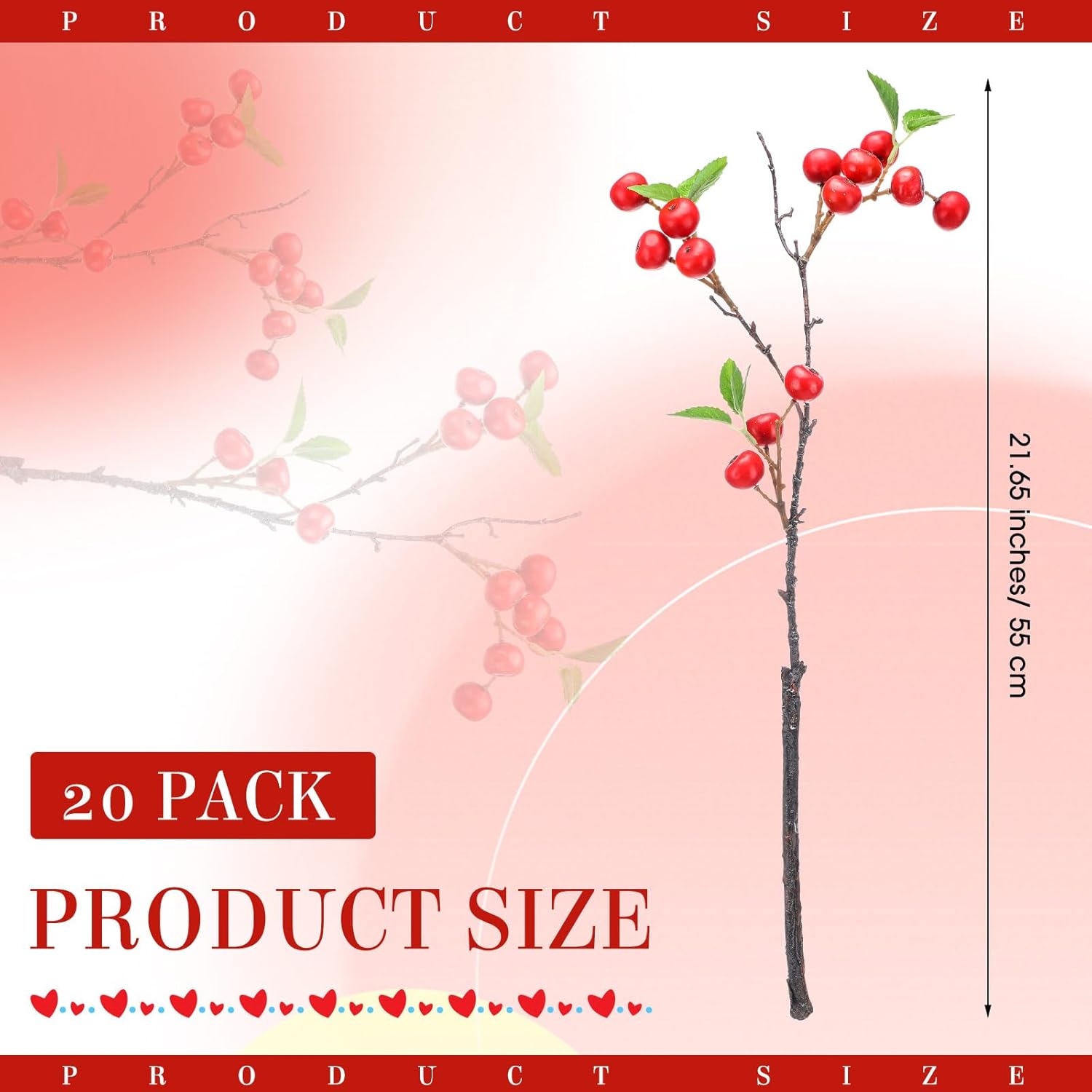 Suncalla 12 Pcs Artificial Fake Apple Branches 21.65 Inches Realistic Faux Berry Stems Fall Decorations for Home Fake Fruit Plant for Vase Filler Centerpieces Harvest Decorations (Red)