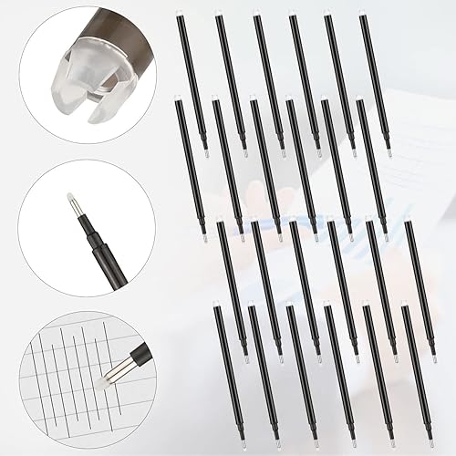Miniatura 2 de 24 repuestos de tinta de gel borrables para bolígrafos de tinta de gel borrables, punta fina de 0.028in (negro)