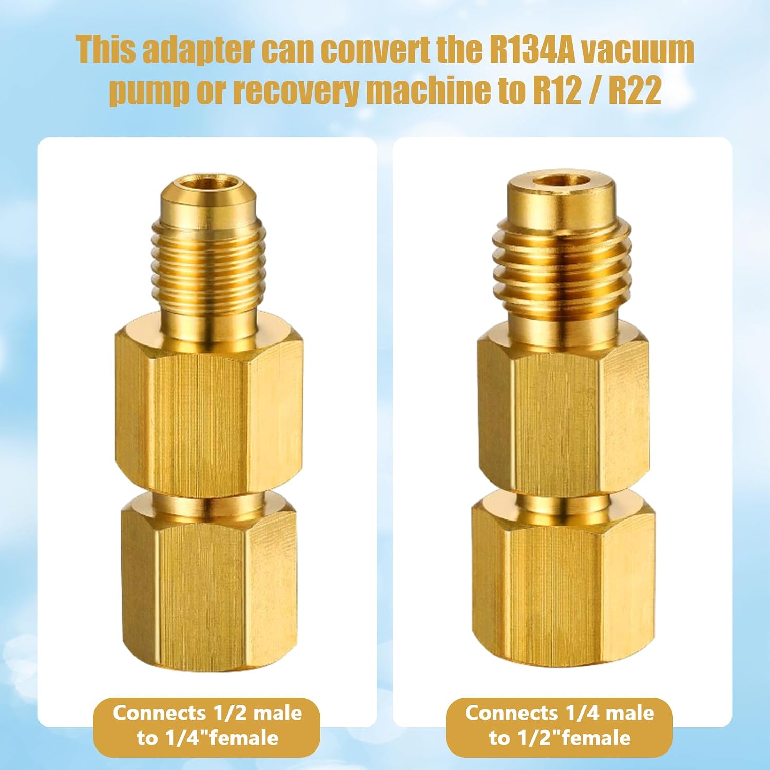 33 Pcs R410A Adapter Kit with 45° Angled Mini Split Adapter, 5/16" Female to 1/4" Male Flare for HVAC, Brass Refrigerant Fittings with Valve Core Remover