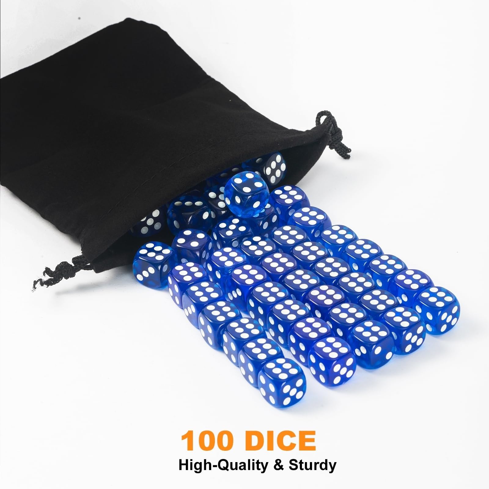 100 szt. kolorowych kostek do gry Standardowe kostki do gry 16 mm Luzem z czarną torbą do przechowywania ze ściągaczem, do nauki matematyki, kostki do klasy(Purple)