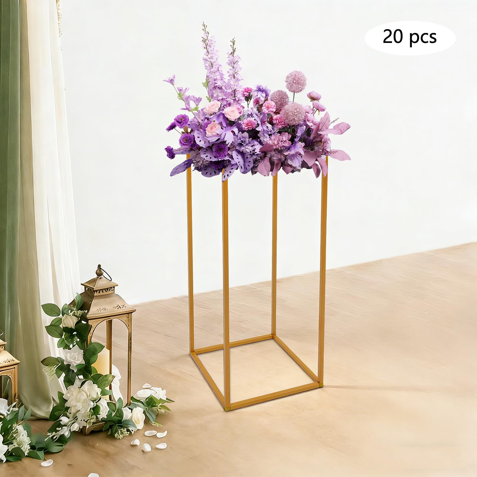 Blumenständer Gold 20 Stück Hochzeitsdekoration Tischdekoration | 20 Stück goldene Blumenständer – Robuste Eisenkonstruktion für Hochzeiten und Feiern