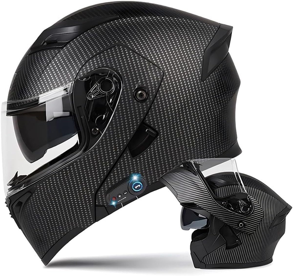 Casco de Motocicleta Modular Bluetooth, Casco de Moto abatible Integral Aprobado por ECE Integrado, Casco con Doble Visera para Adultos, Hombres y Mujeres, Cascos abatibles con certificación Dot(I,M(