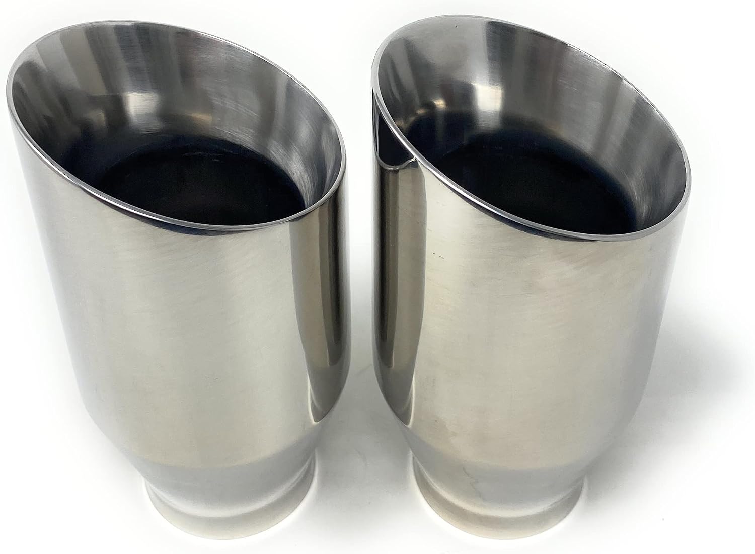 Stainless Steel Rolled Angle Cut Universal Exhaust Tips - 7, 9, 12, & 18 inch lengths - (7" length 2.25" inlet 3.5" outlet 2pcs - Stainless Steel)