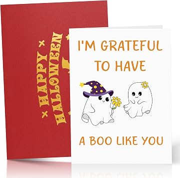 Halloween Boo Basket Cards with Envelope Halloween Anniversary Cards Boo Basket Stufferer Women Men Her Him White