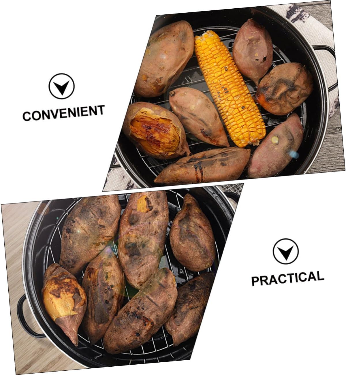 VICASKY Convenient Multi Function Roasting Pot with Ergonomic Handles Lid for Daily Cooking and Baking Household Use for Sweet Potatoes and More