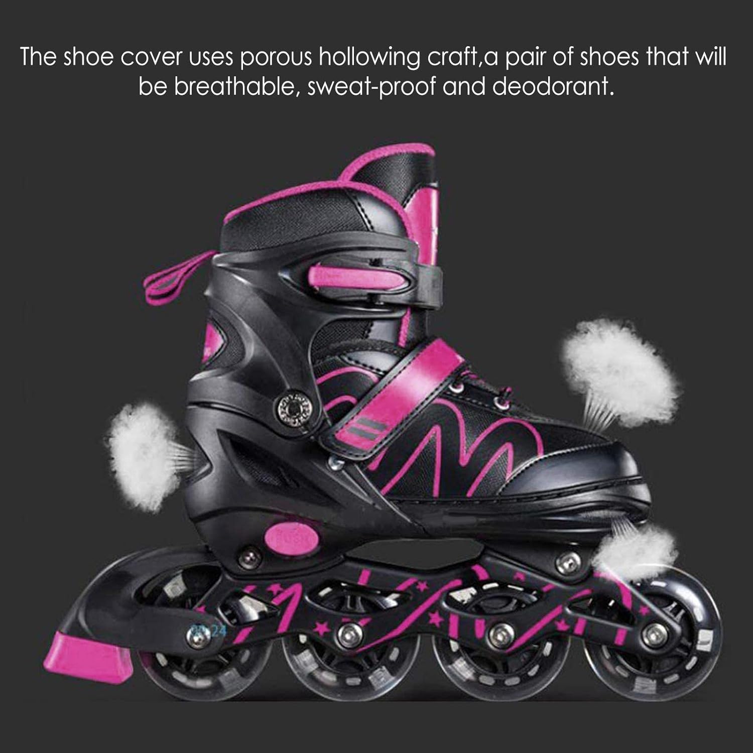 Inline Skates,2 in 1 Inline Quad Skates for Children Adults,Adjustable Size Single Double Ice Skates Fitness Skates Roller Skates for Boys Girls Beginners (Pink 1)