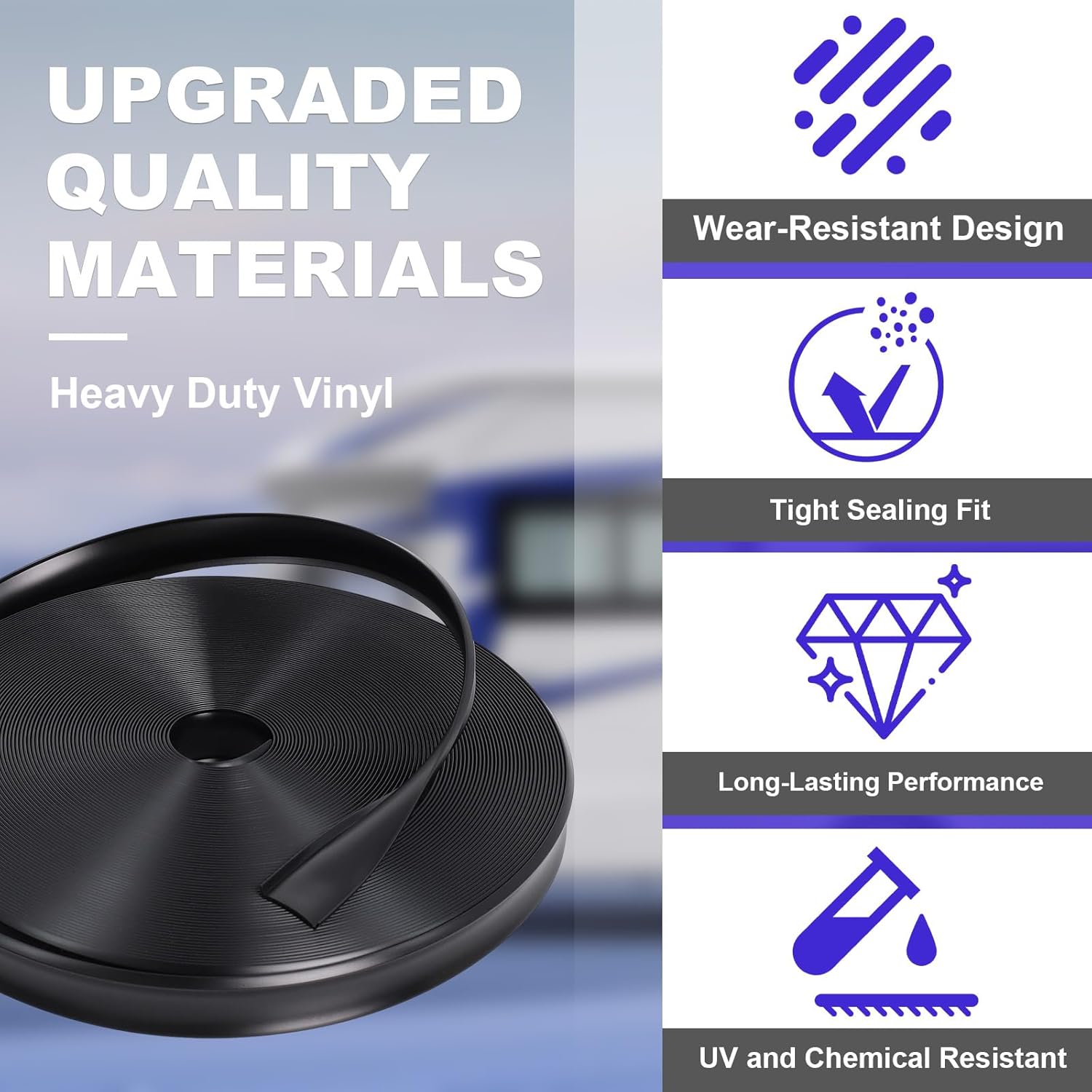 3/4" 100FT RV Vinyl Trim Insert with Screws - Durable Black Vinyl Molding for RV, Camper, Travel Trailer Exterior Screw Cover, Easy Install, Weather-Resistant Replacement Trim
