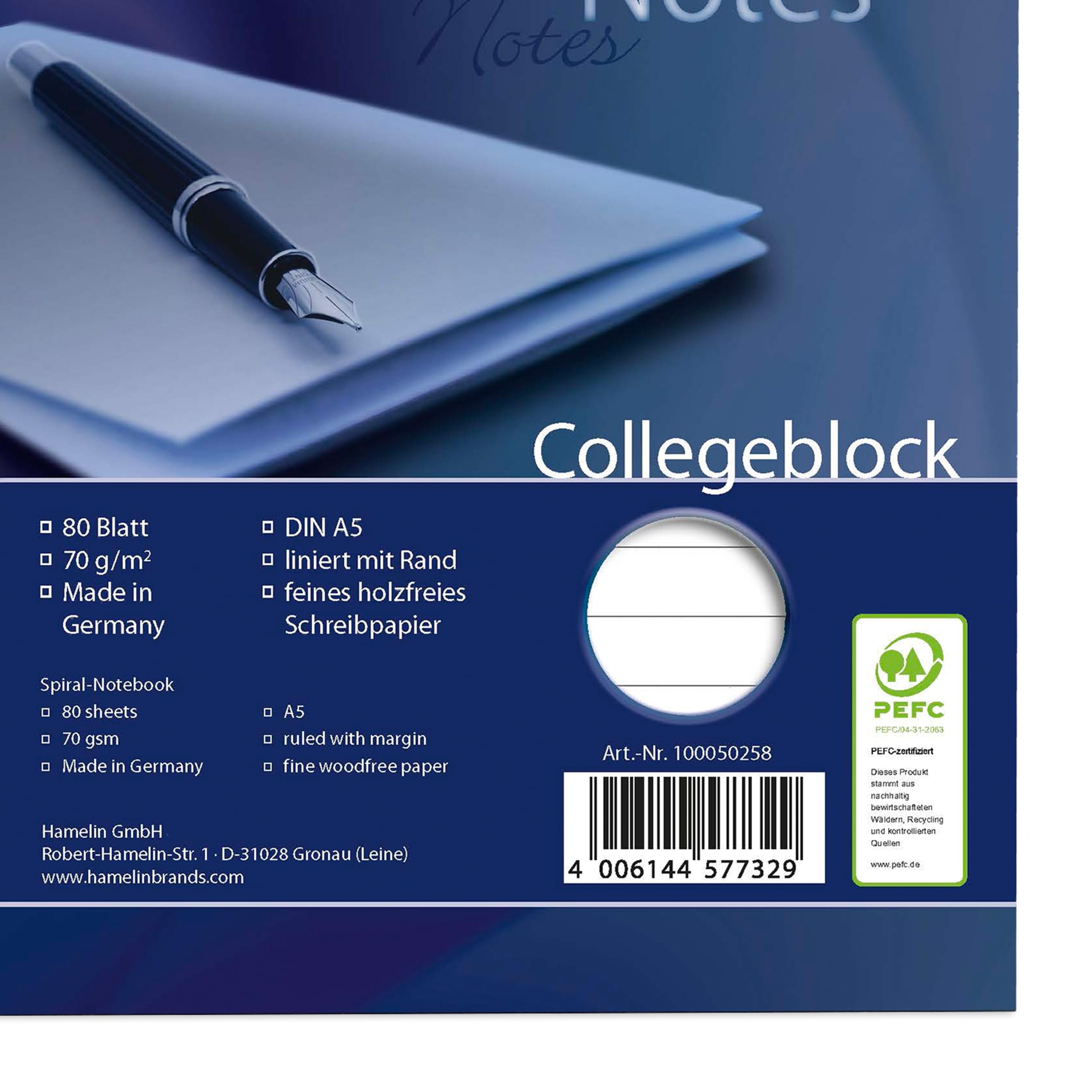 Landré Lot de 5 Cahiers Lignés A5 80 Feuilles Perforées