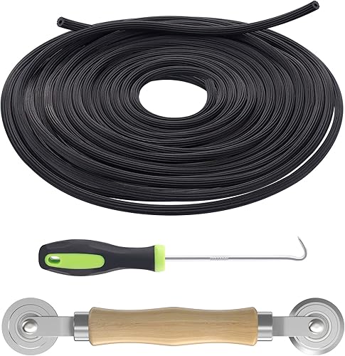 Kit de reparación de pantalla herramientas de pantalla 3 en 1, incluyendo rodillo de pantalla, ranura de pantalla de 0.14 pulgadas x 32 pies, gancho