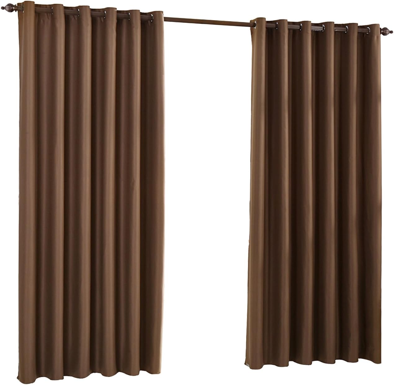 FRENESSA 46" x 53" Blackout Curtains Luxury Thermal Supersoft Eyelet Curtains Brown Curtains (One Pair)
