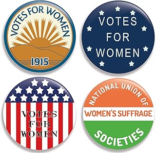 Votes for Women (Collection II) in celebration of women's suffrage and the 19th amendment - 1920-2020 - Pinback Buttons/Pins (2.25 inches) Set of 4
