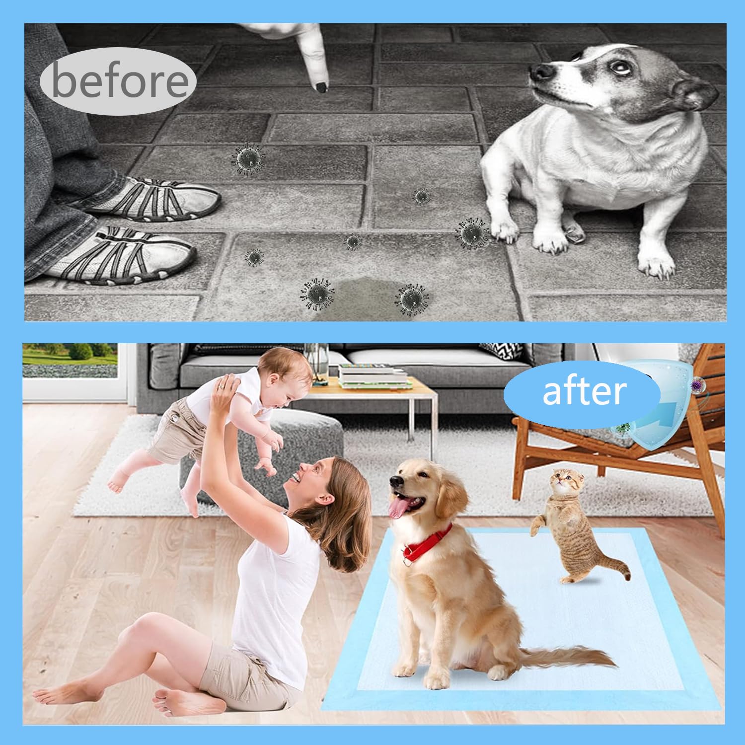 Almohadillas para orina para cachorros, extragrandes, 80 x 120 cm, paquete de 40 empapadores desechables para orinar para perros, almohadillas de entrenamiento para cachorros XXXL, superabsorbentes y