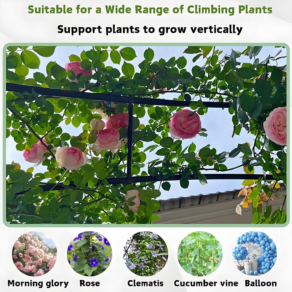 Demi-côté Grande Arche de Jardin en métal, Arche de rosiers, Robuste tonnelle en métal Rosiers Treillis pour Plantes grimpantes, Support de décoration de Jardin 120x240/240x240/300x240cm(Black,1.5X2.4