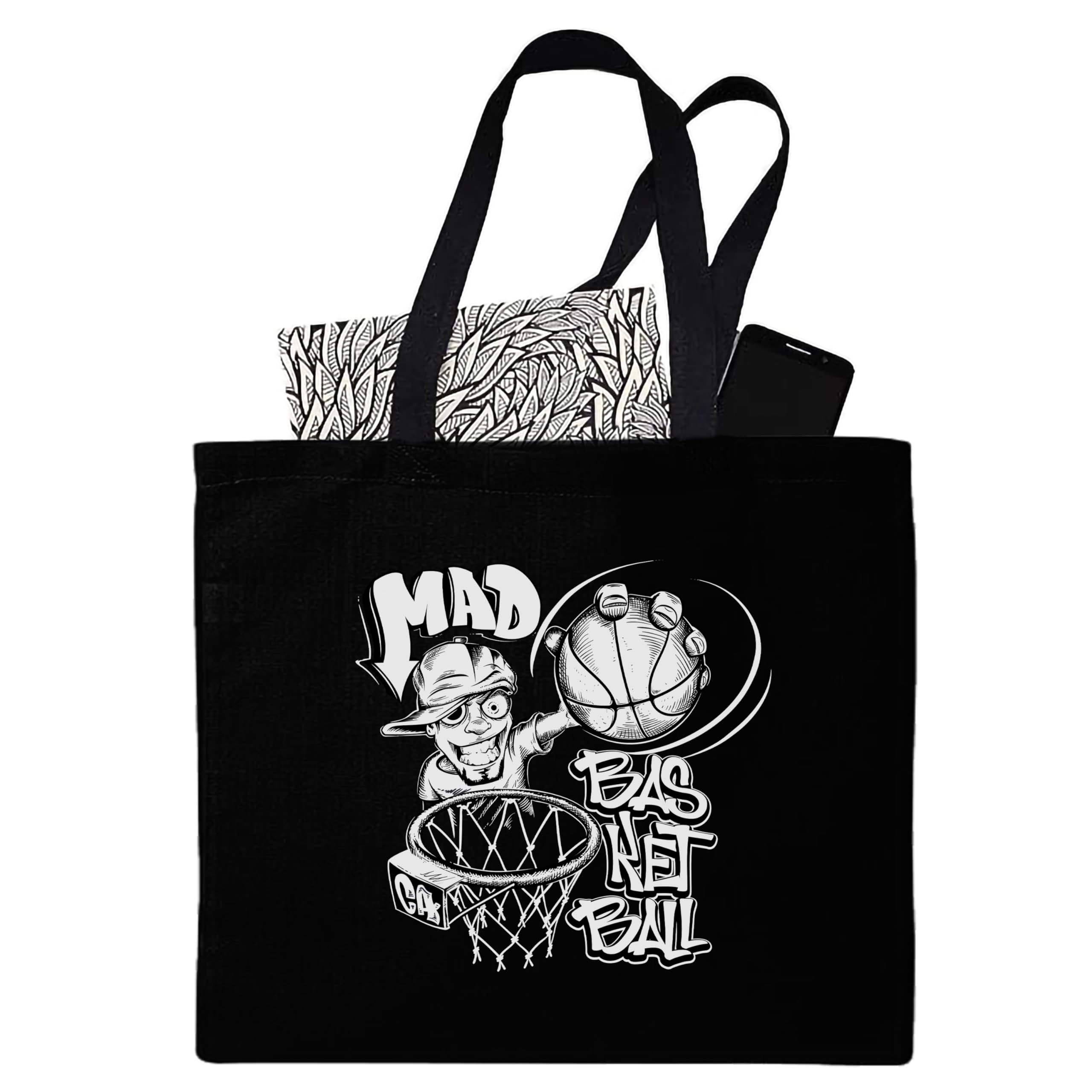Darkbuck Canvas Tote Bag For Women & Man Boy & Basketball Printed Aesthetic Shoulder bag Black
