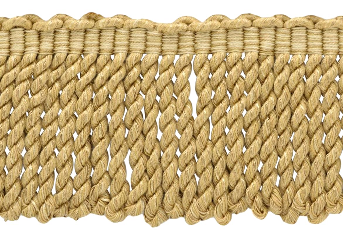 Fringe Trim Camel Beige 76mm galon d'ameublement haute couture style BFDK3