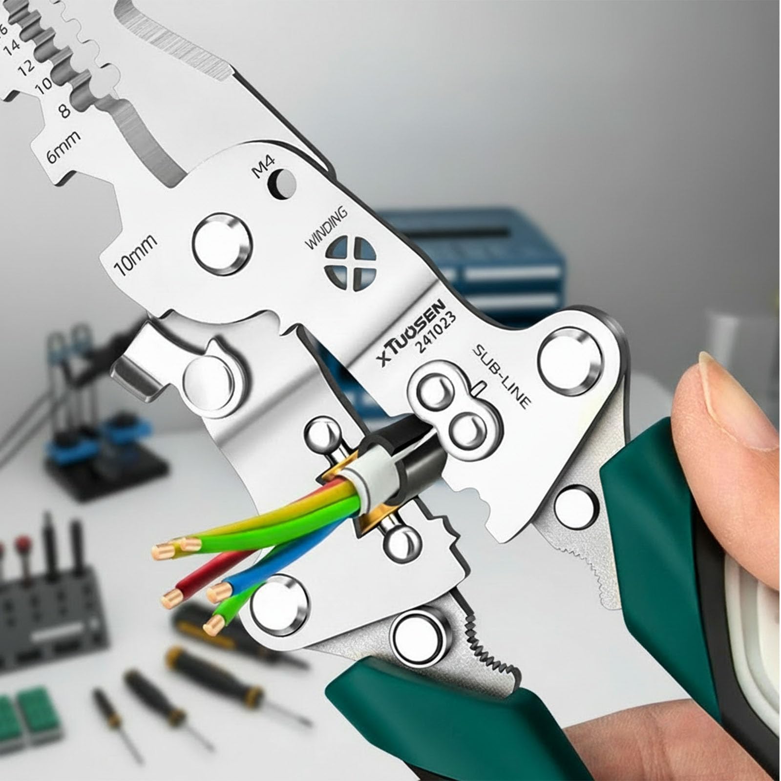 18 in 1 Portable Folding Wire Stripper Tool, Electrical Multifunctional Wire Crimper, Stripper, Cutter, Pliers with Storage Case for Electricians, DIY Cable Repair and Installation