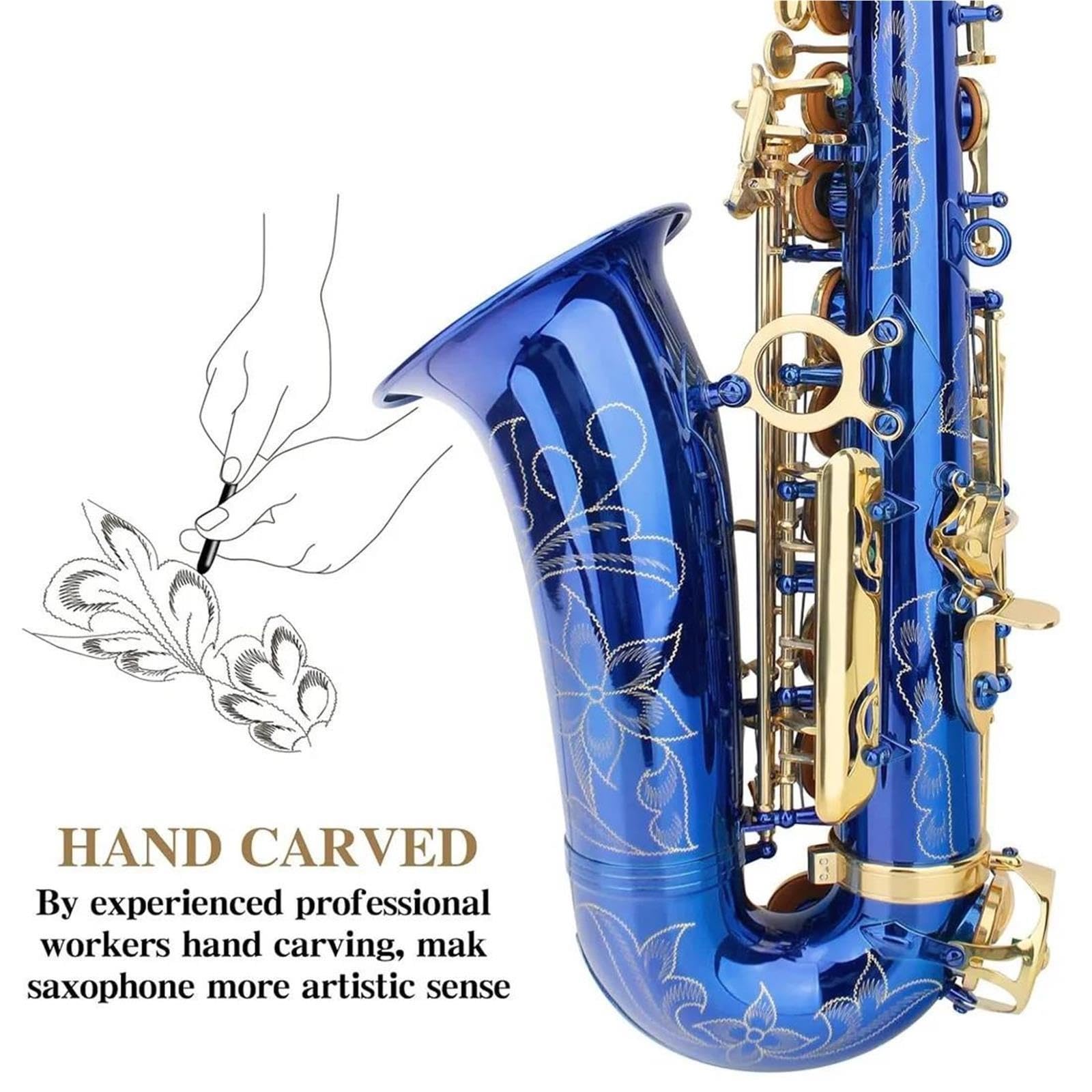 Saxofón Juego Completo De Saxofón Alto Azul En Mi Bemol