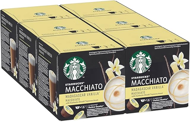 Starbucks Caffe Latte by Nescafe Dolce Gusto Coffee Pods, Pack of 6, Total 72 Capsules, 36 Servings