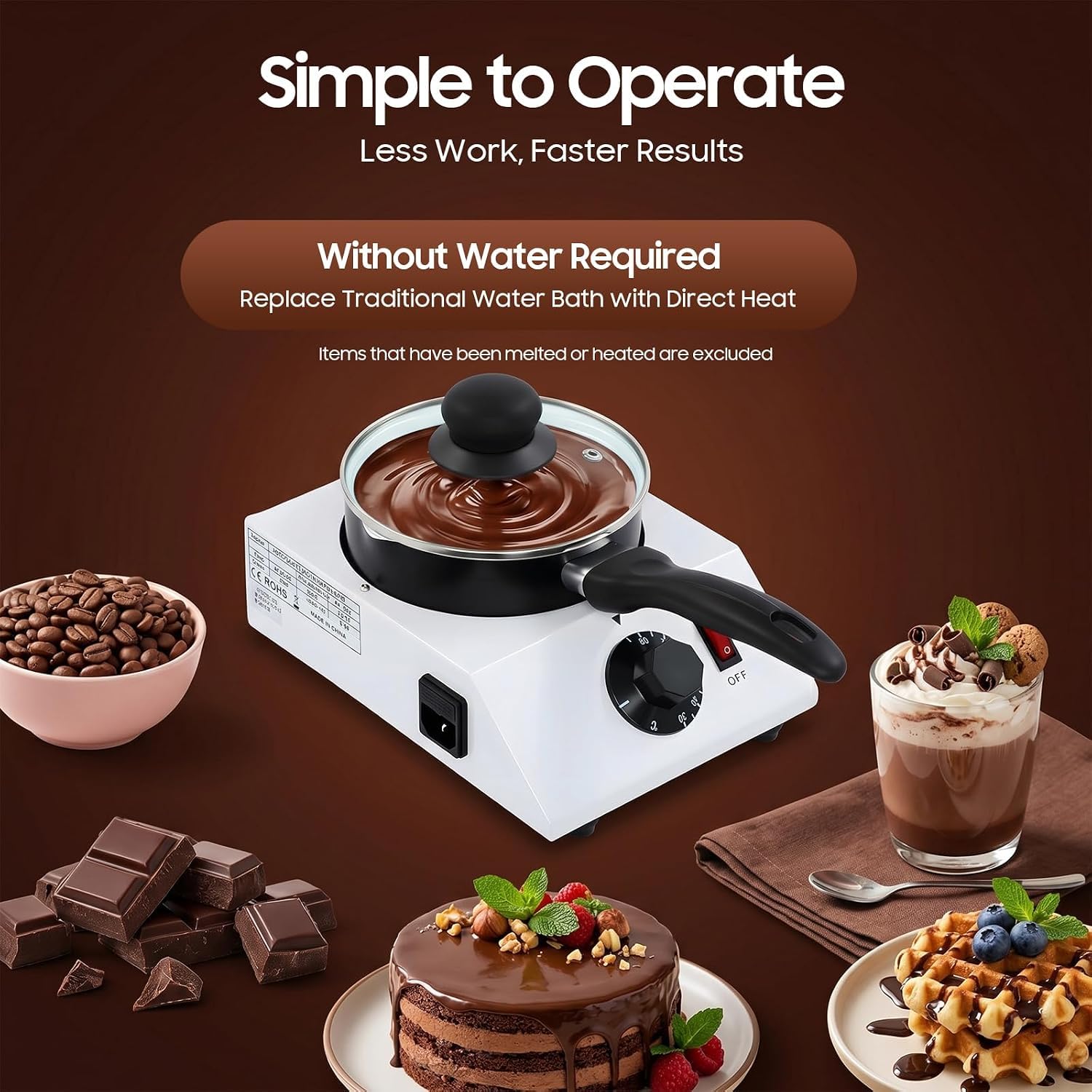 Fontana di Cioccolato con Interruttore a gravità, Pentola Ceramica Antiaderente, Acciaio Inox 304, Lavabile in Lavastoviglie, Alimentazione Flessibile per Feste e Uso Commerciale,Single-Cylinder
