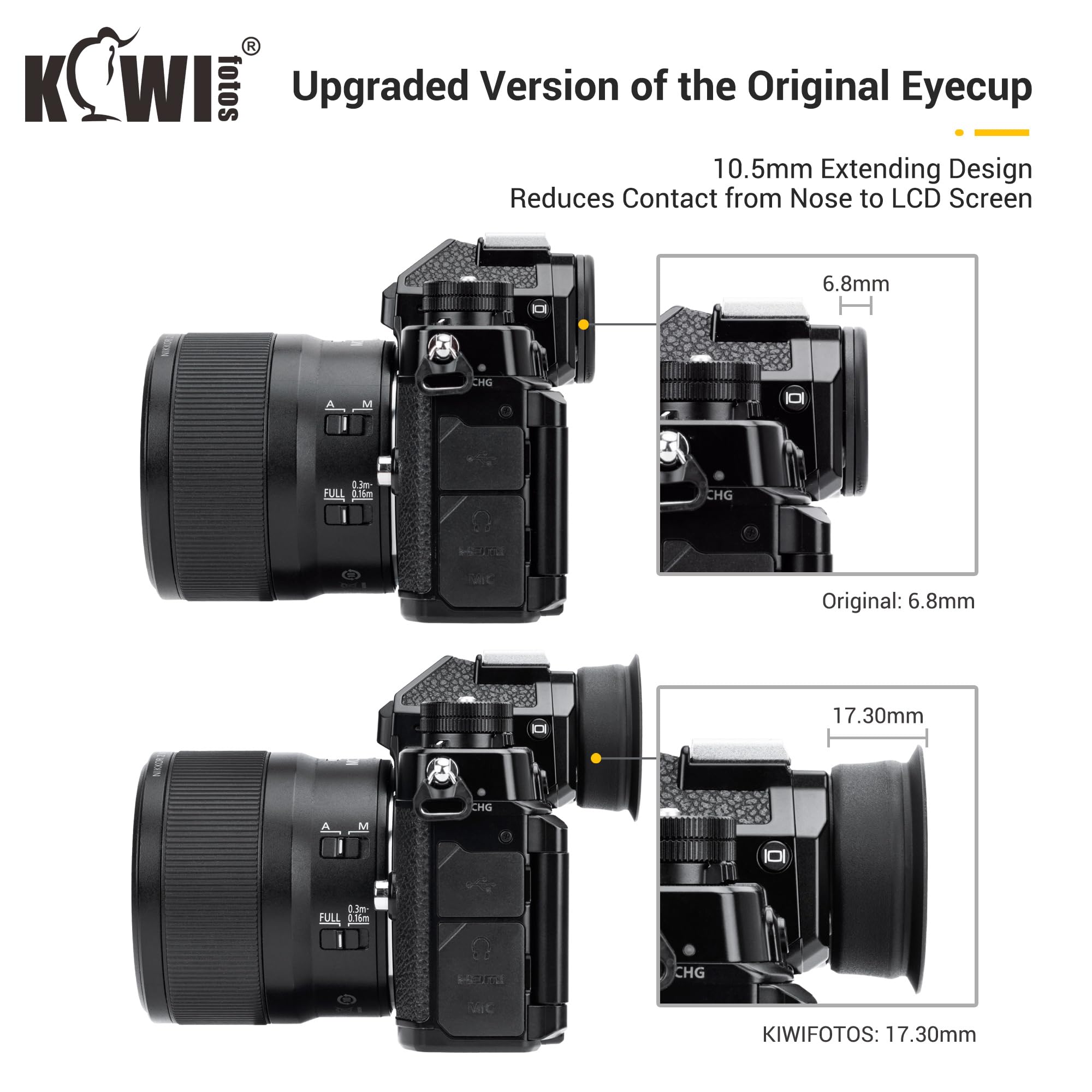 KIWIFOTOS DK33 Oeilleton Oculaire pour Nikon Z9 Z8 Appareil Photo, Protecteur de Viseur en Silicone Souple Remplace Nikon DK-33 Oculaire en Caoutchouc