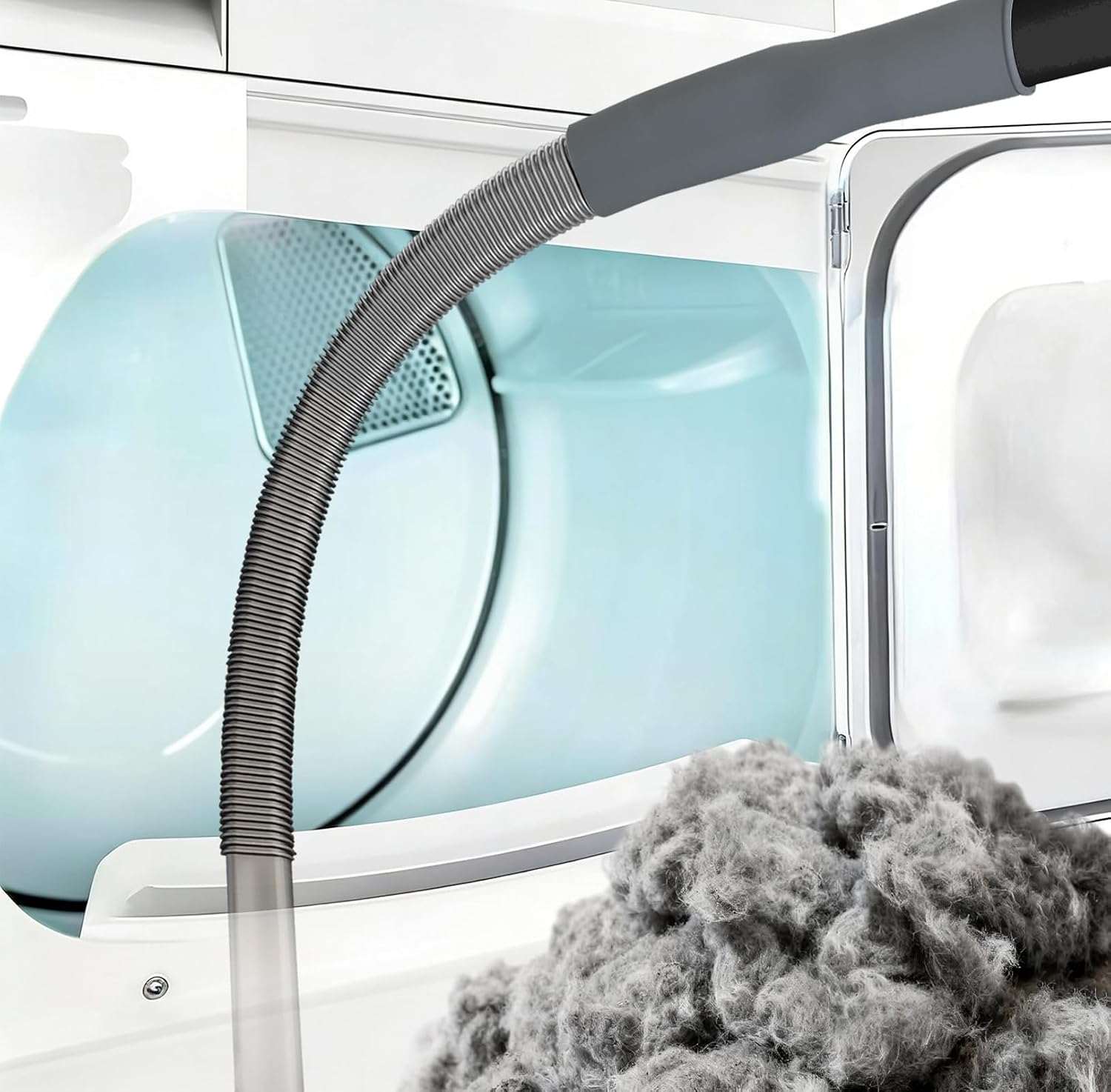 Upgraded Dryer Vent Cleaner: Universal Vacuum Hose Kit Attachment for Lint Removal Fits All Vacuums Cleaner Dryer Cleaning Tools for Clogged Ducts (Grey)