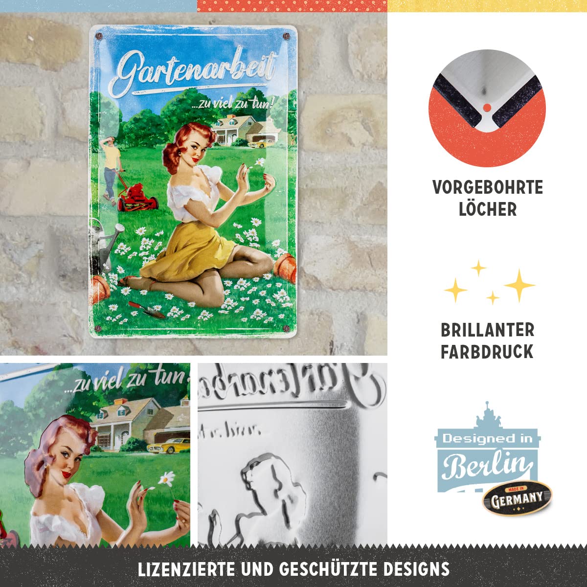 schilderkreis24 – Metalen bord met grappige spreuk Meine Regeln. Decoratief bord metalen bord BBQ Grill cadeau-idee grappig cadeau verjaardag Kerstmis voor tuin terras balkon keuken 20x30 cm