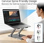 BQKOZFIN Support pour ordinateur portable pour bureau, ergonomique pliable + Support réglable en hauteur Ordinateur Portable, Dimensions: 10.2 X 8.7 Inches, convient 10-17.3 Ordinateurs portables de pouce, gris