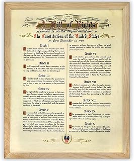 United States Bill of Rights - First Ten Amendments - 11x14 Framed Wall Art Print - Makes a Great American Home Decor and Housewarming Gift