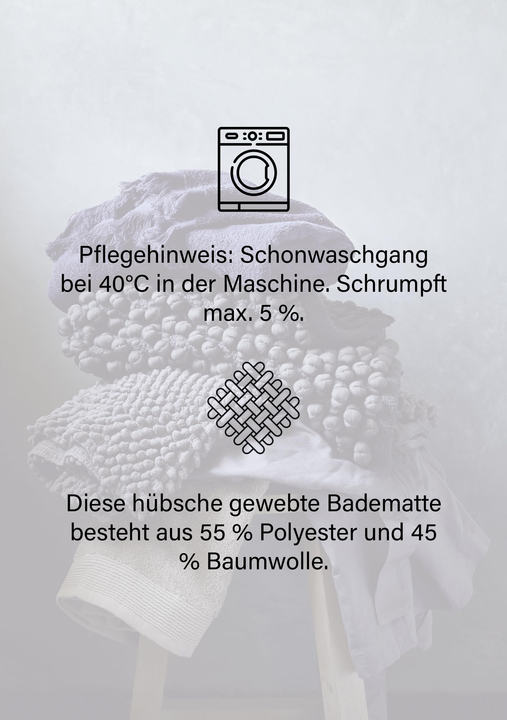 Jotex Hills Badteppich, Popcorn Badematte, Baumwolle und Polyester Mix - Weiß, 80x150 cm