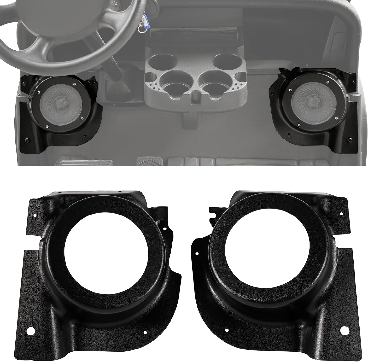 Golf Cart Speaker Enclosure Pods for E-Z-GO RXV 2008+, 2PCS Front Under Dash Kick Panel Loudspeaker Mount Brackets Holders for EZGO RXV 2008+ Accessories, Support 6.5" Speakers