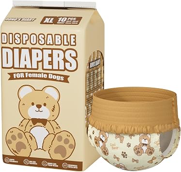DONO Dog Diapers for Girls with Bear Pattern, 360  Wide Stretchy Waistband Diaper Cover, Leak-proof, Breathable, Long-lasting Disposable Sanitary Pants, Estrus Period, Menstruation, Care Use, Diaper