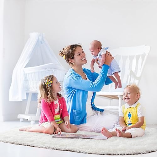 Miniatura 5 de Noahas - Alfombra de terciopelo ultra suave de 1,8 pulgadas para habitación de niños, alfombra moderna para decoración del hogar, Terciopelo, Cremoso