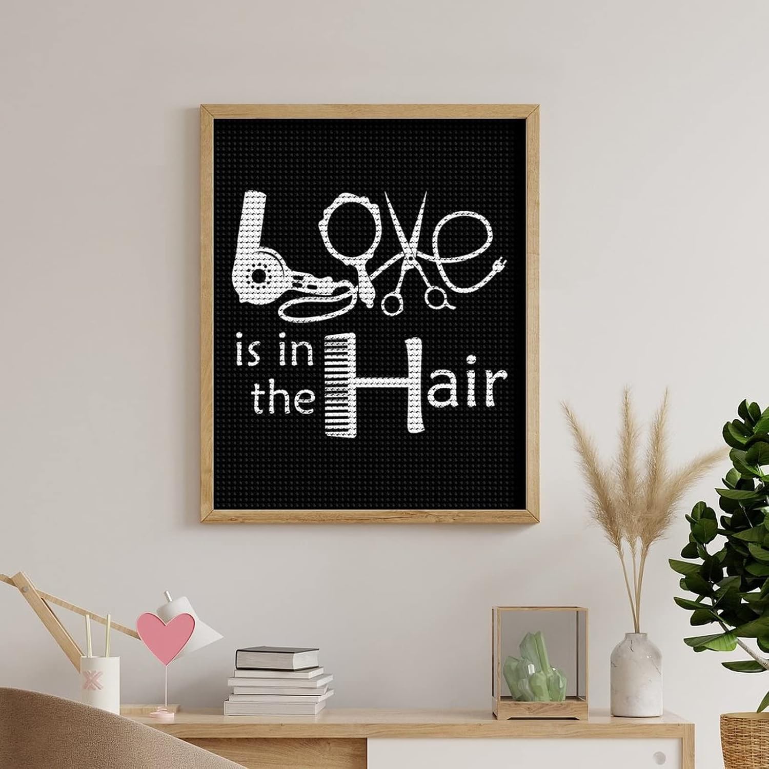 Barber Salon Hairdresser Love Diamond Painting Kits 5D DIY Full Drill Rhinestone Arts Wall Decor for Adults 16"x20"