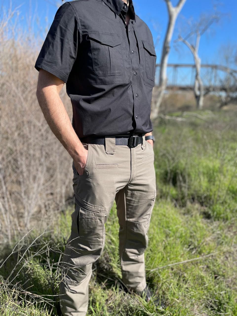 LAPG Men's Short Sleeve Battle Rattle Stretch Field Shirt, Tactical Button Up Ripstop Uniform Work Shirt for Men - Image 2