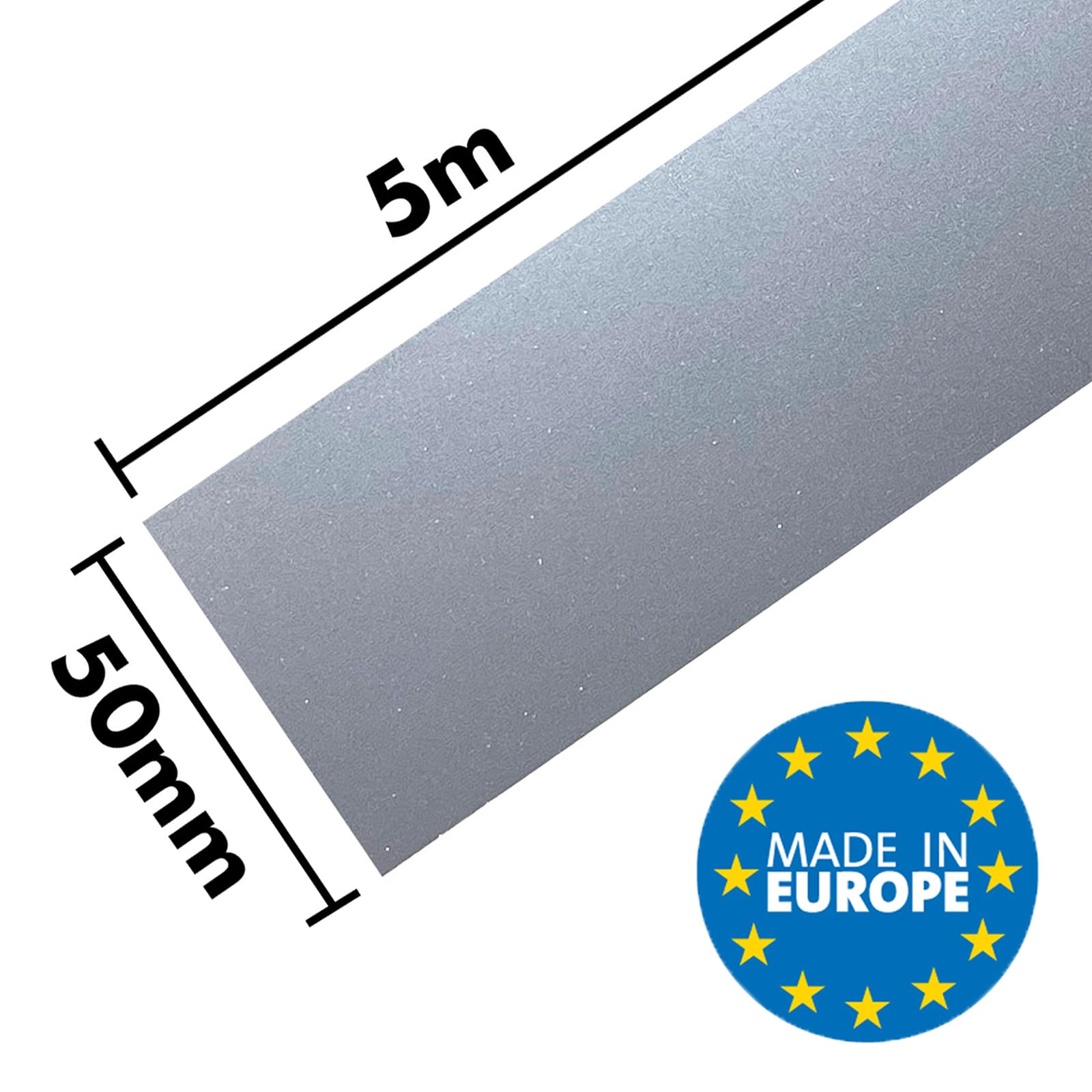 Nastro Riflettente per Cucire - Tessuto Catarifrangente [5 Metri x 50 mm] non Adesivo - [Grigio] 100% Poliestere - Striscia di Sicurezza ad Alta Visibilità - Riflettente ≥380