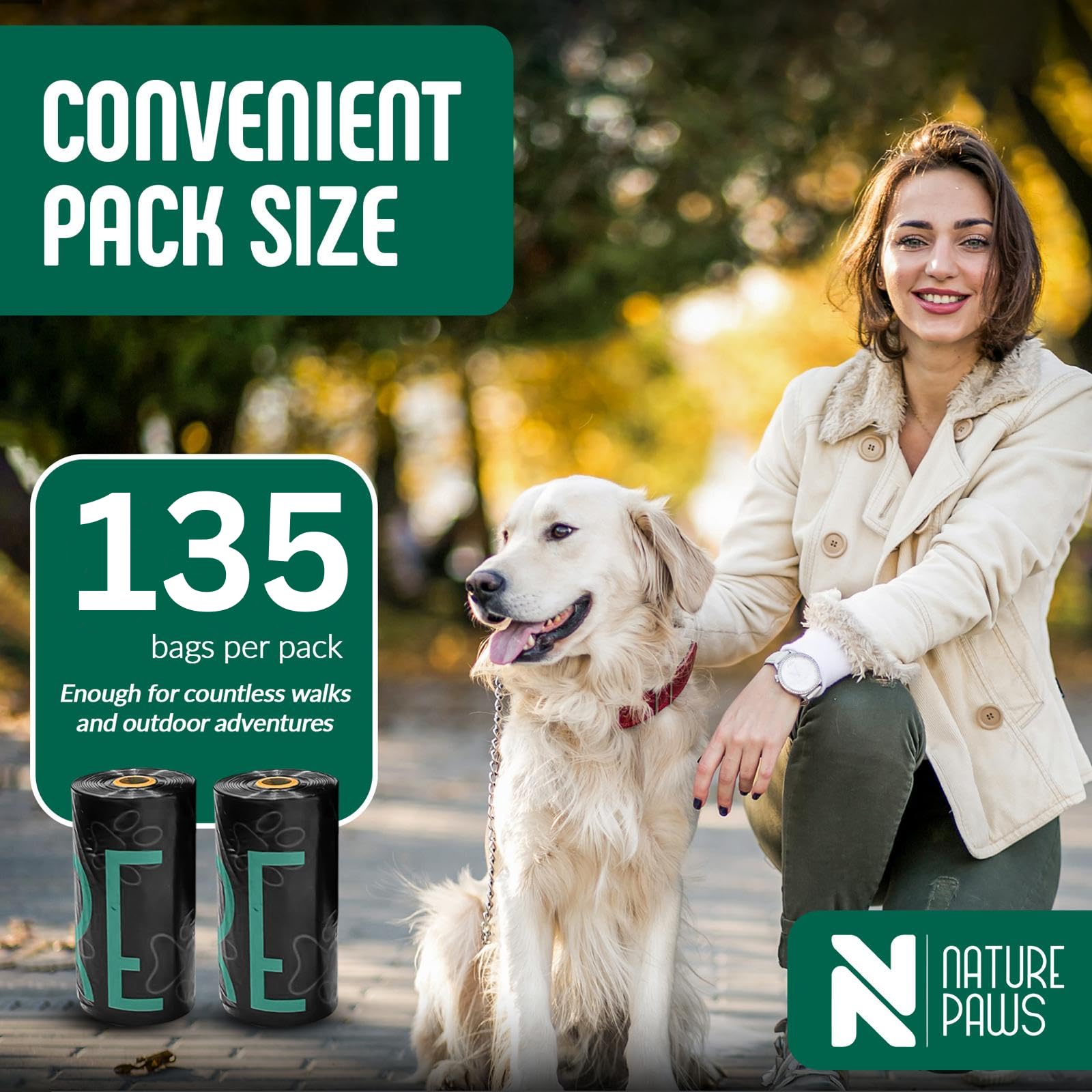 NATURE Dog Waste Bags, Extra Strong, Leak-Proof, Eco-Friendly Poop Bags, Recycled Plastic, 135, 270 or 540 Bags, Scented - Image 2