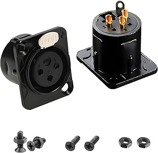 MAYWILLA D-Type XLR 3PIN Female Jack Socket,XLR 3 Pin Chassis Panel Mount Microphone Audio Straight Connector Adapter for Mixing Console, Amplifier, Speaker (2PCS)(Female)