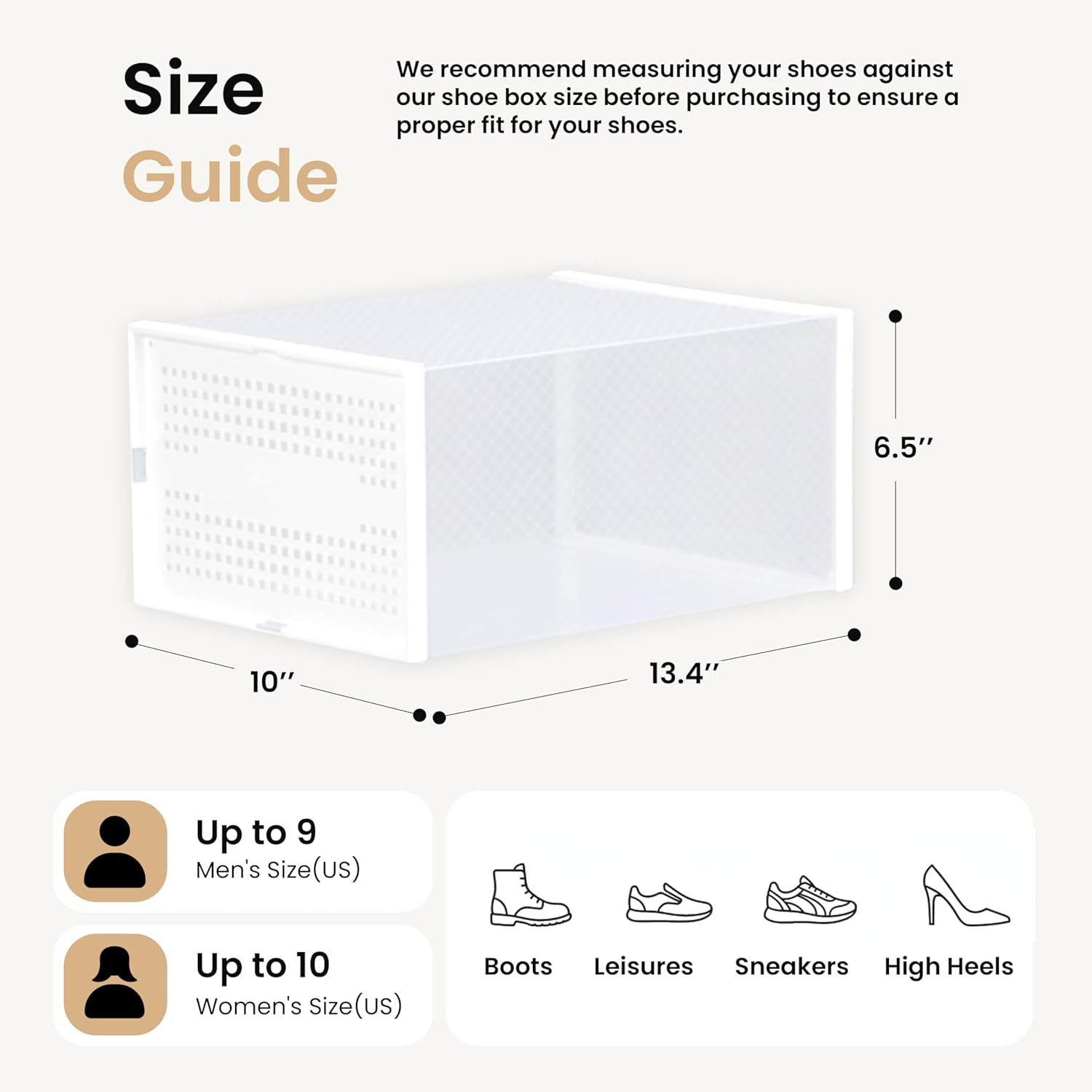 HealSmart 12-Pack X-Large Shoe Storage Boxes, Stackable Plastic Shoe Organizer with Lids, Large Shoe Rack & Storage Containers for Closet, Under Bed, Entryway, White