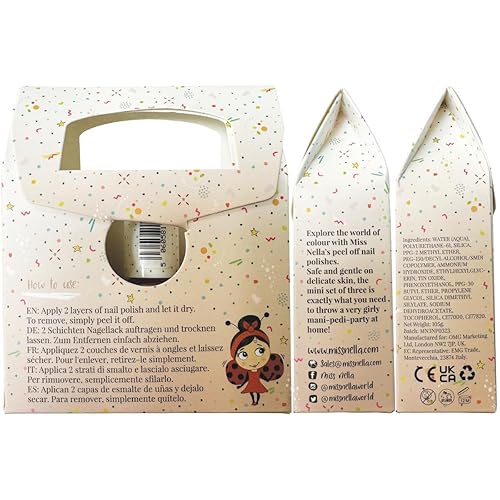 Miniatura 5 de MISS NELLA Esmalte de uñas especial con purpurina para niños, paquete de 3 Poppy Fields (naranja), fiesta sorpresa (purpurina negra) y payaso de