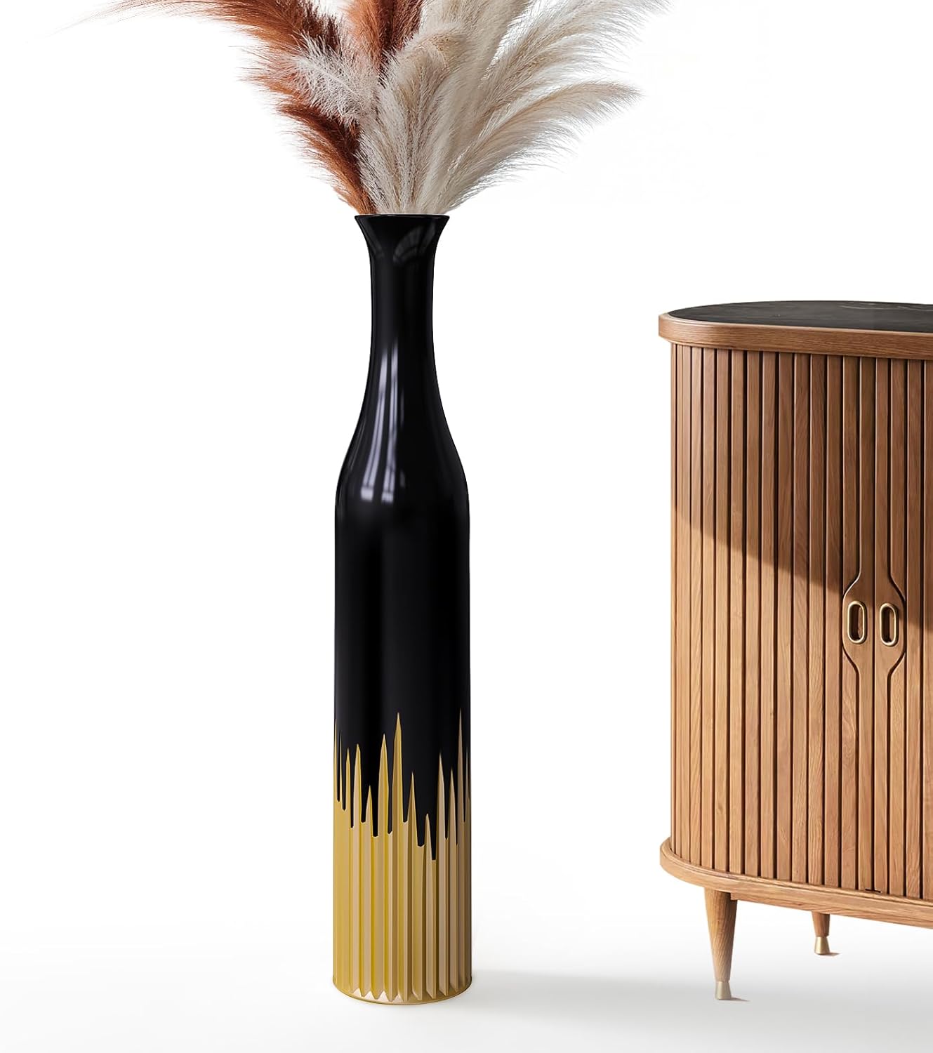 Amazon.com: Rocendlor 27.5 Inch Black Vase - Gold Tooth Design ...