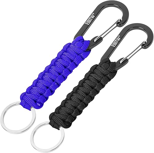 Miniatura 1 de EOTW Llavero de mosquetón, pequeño clip de mosquetón con llavero de paracaídas, mini organizador de llaves de anillo D de aluminio