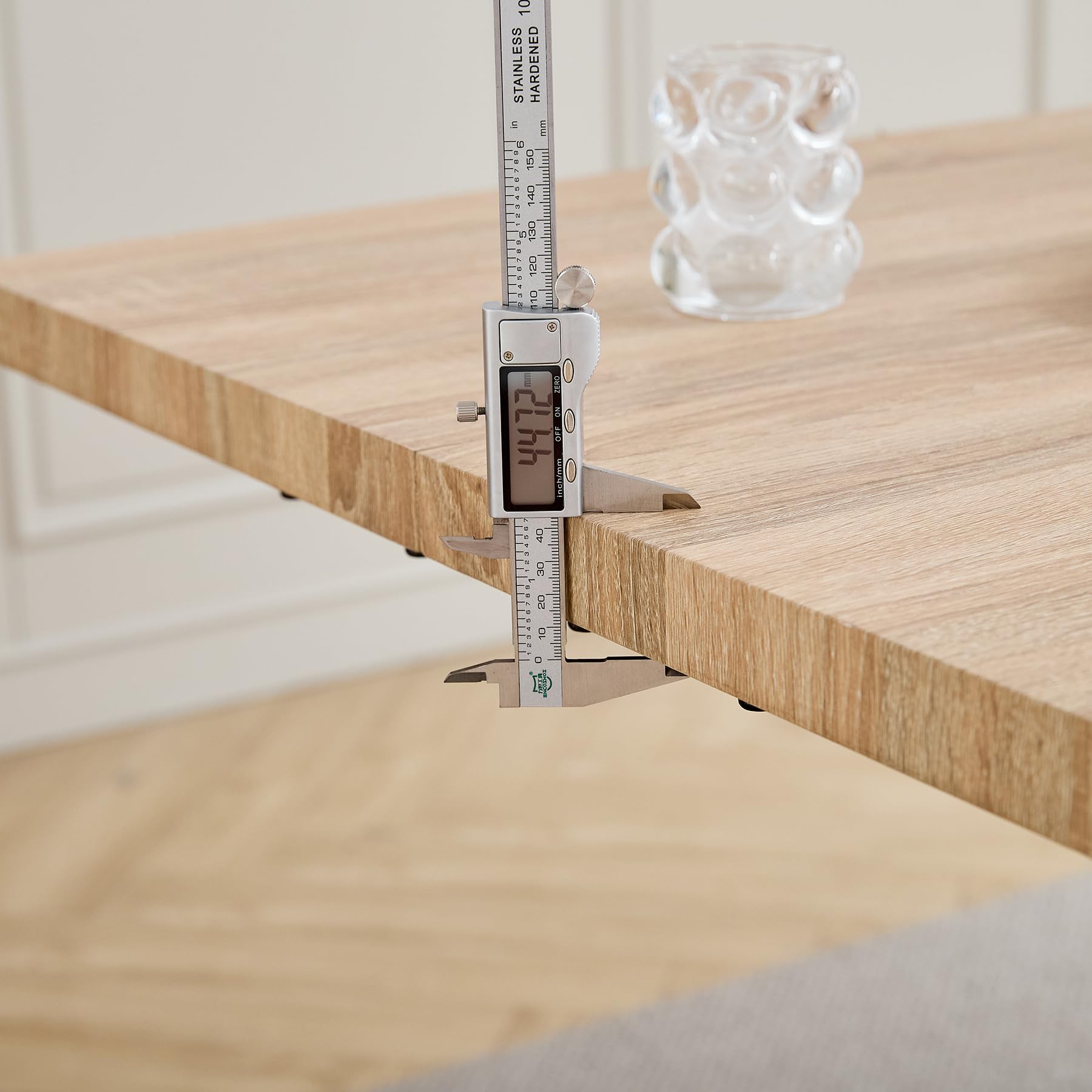 Juego de Comedor Mesa y Sillas – Mesa de Comedor Rectangular con 4 Sillas de Comedor (Tapizado en Tela de Lino con Asas) – Ideal para Cocina, Comedor (Madera Clara+4*Sillas Caqui)