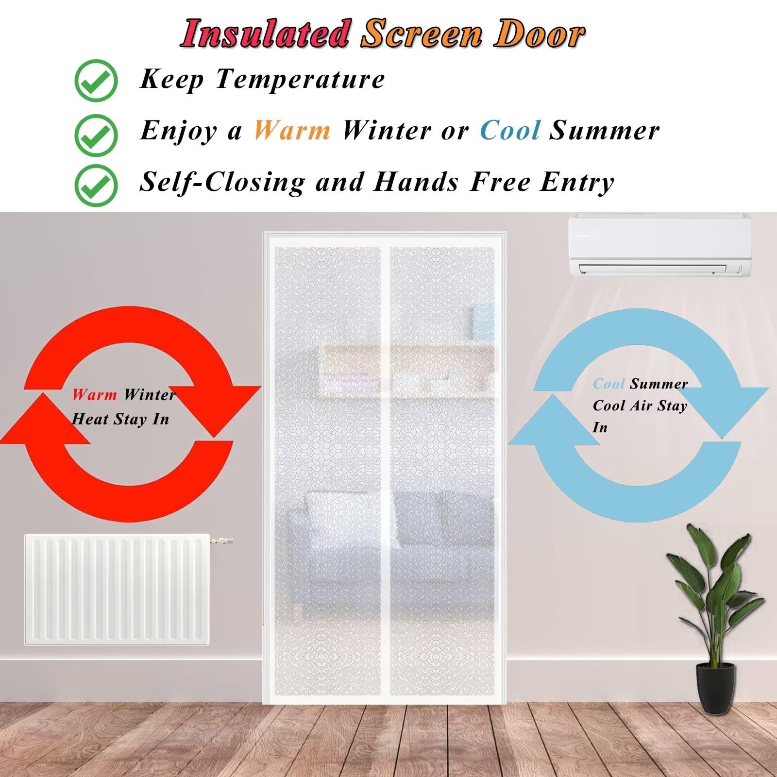 Magnet Thermovorhang Wärmeschutzvorhang Winter Kalteschutz Isolier Schutz 145 X 220 CM ​Für Tür Magnet Thermo Türvorhang Fliegengitter EVA Wasserdicht Fliegenvorhang für Balkontür Wohnzimmer