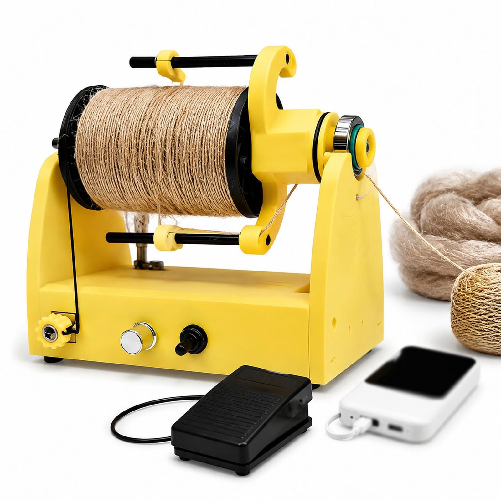 Bobina De Hilo Eléctrica, Controlada Por Interruptor De Pie, 800 RPM | Alimentación Tipo C, Diseño Portátil, Construcción Compacta De ABS, Para Manualidades De Crochet, Te