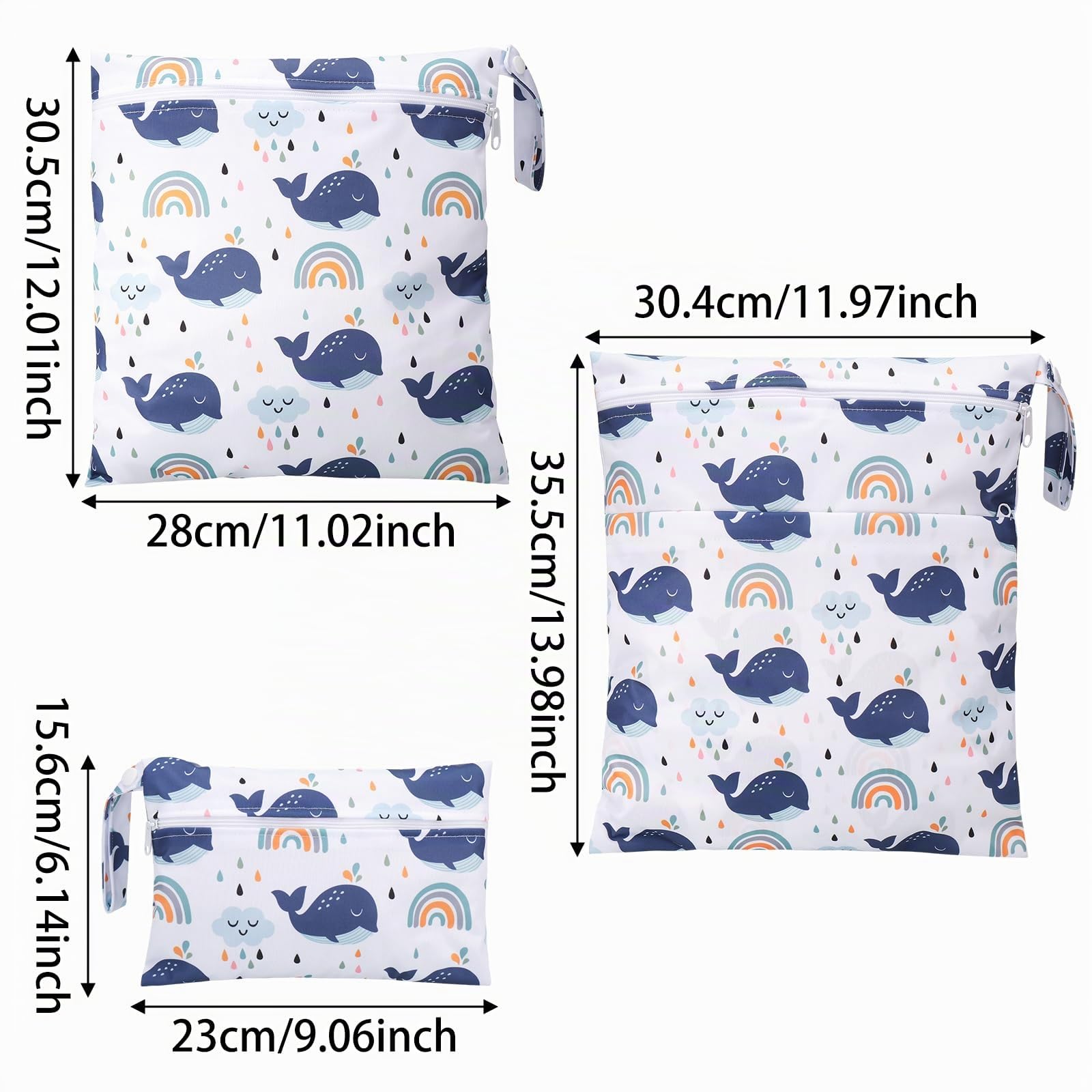 Zocipro 3Pcs Bolsa Pañales Bebe, Bolsas de Pañales Impermeables Reutilizables con Cremallera, Wetbag Lavable Organizador de Tela Ropa para Viajes Playa Piscina Gym