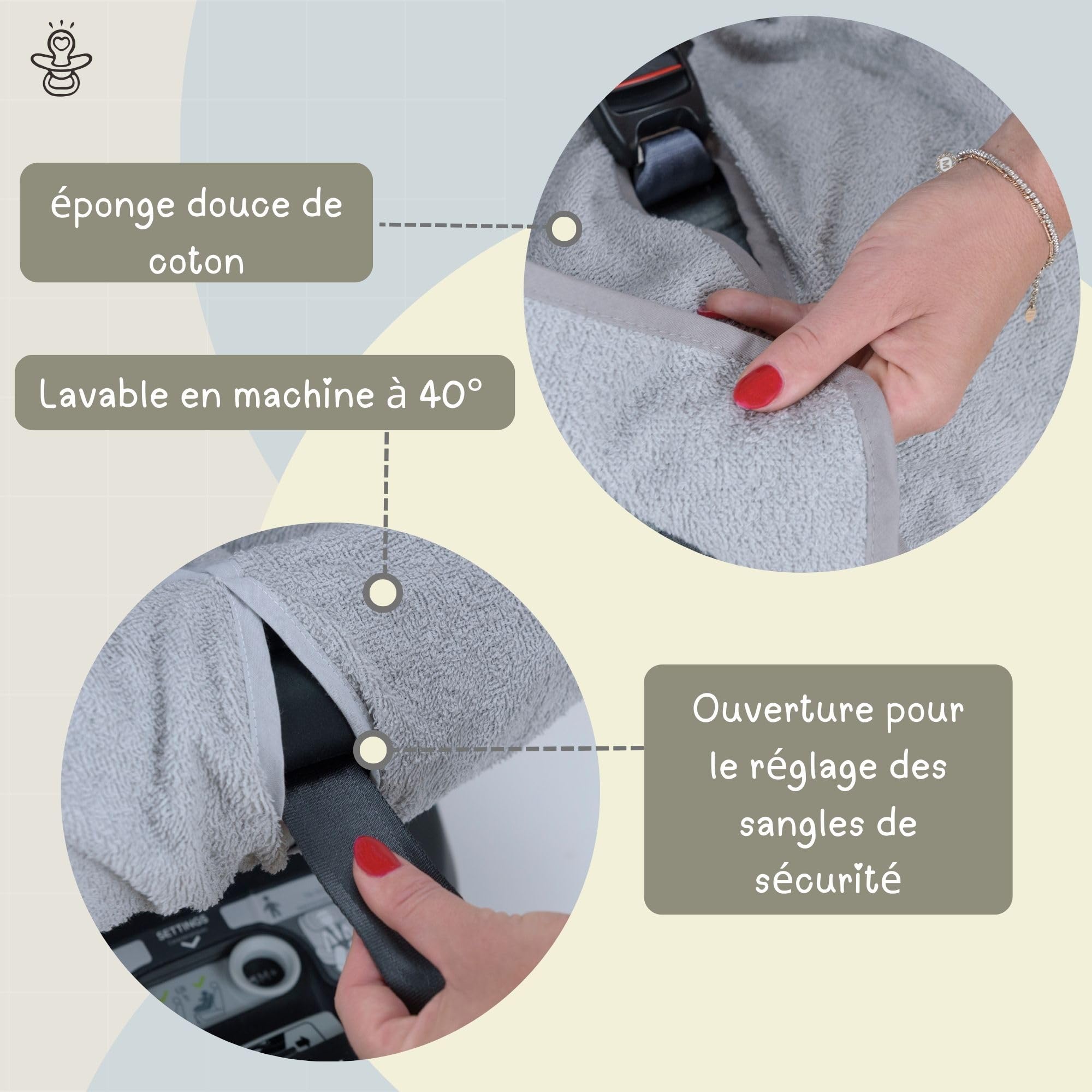 baby idea Housse pour siège d'enfant Auto Universelle 0/18 kg en Double éponge de Coton, 100% Coton, Lavable avec Passage, Sangles - Fabriquée en Italie (Avio)